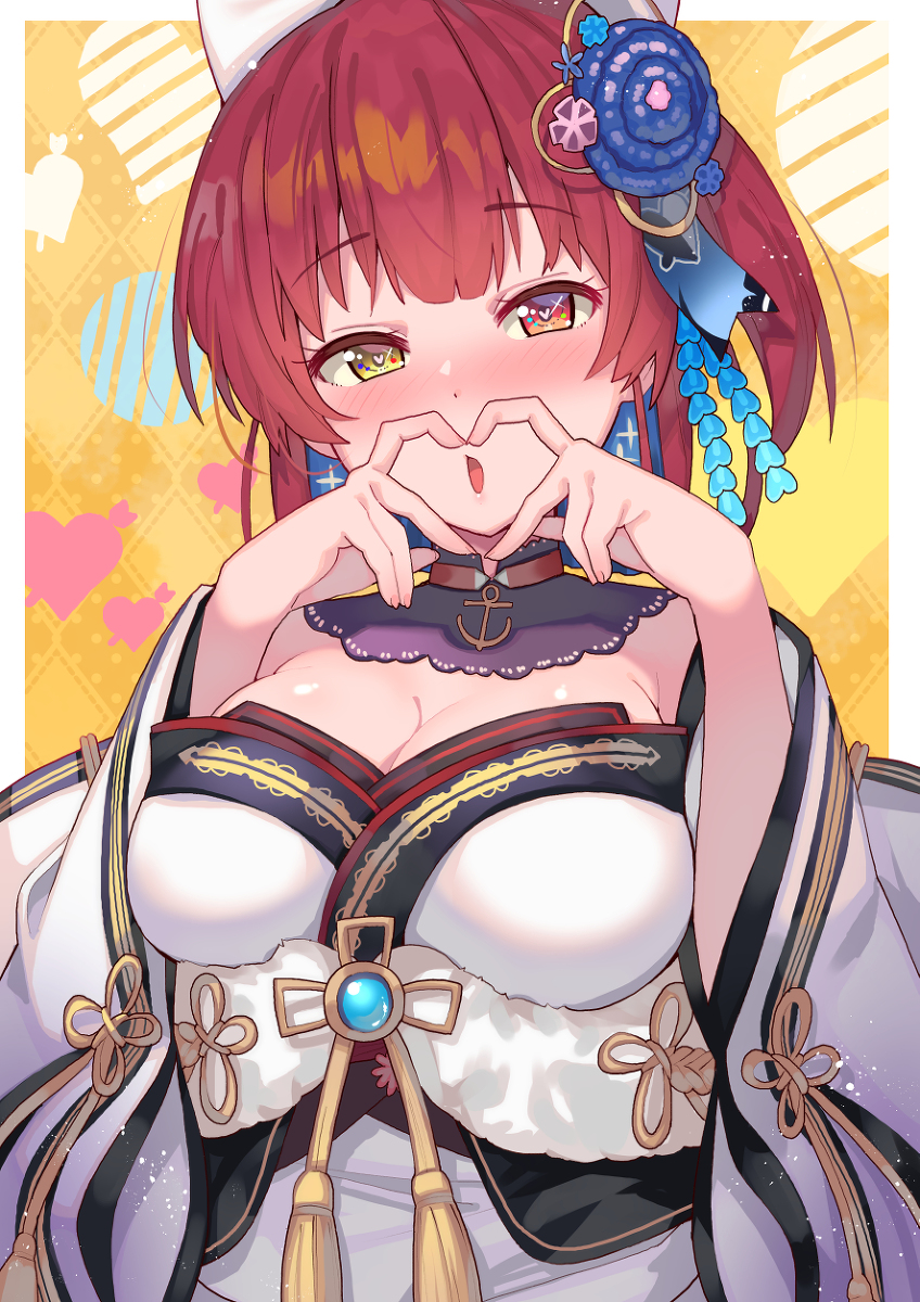 This is a pixiv picture whose title is ハートを作るマリン船長.