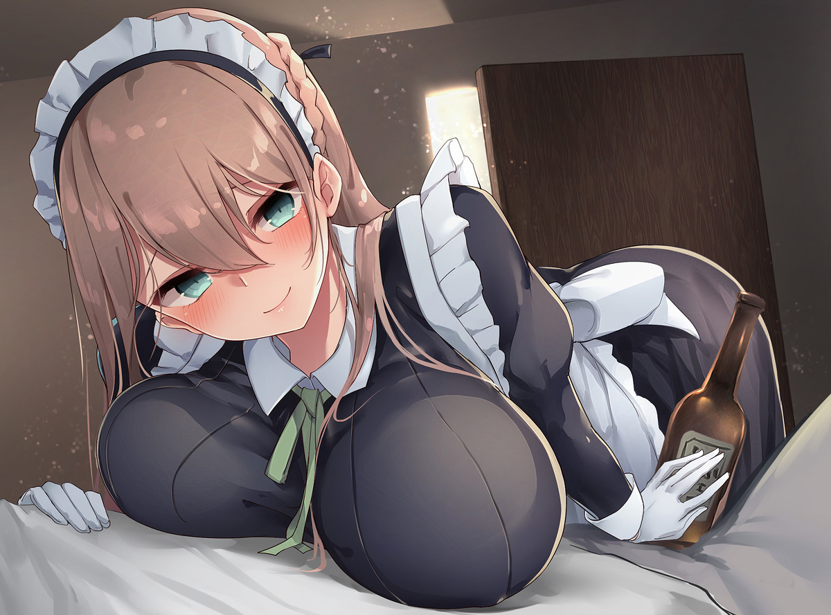 This is a pixiv picture whose title is 酔っぱらうと面倒くさくなるメイドさん.