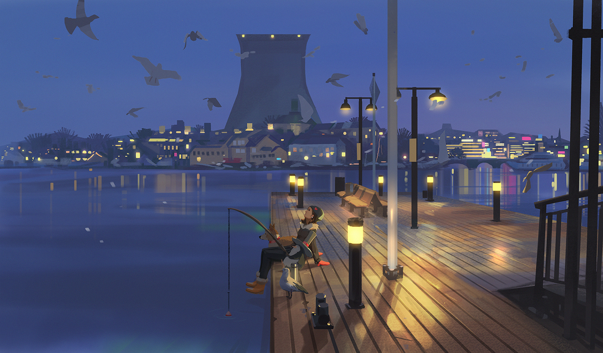 This is a pixiv picture whose title is Late night fishing.
