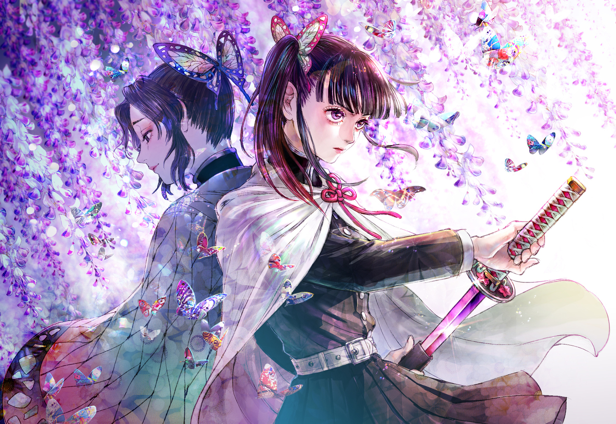This is a pixiv picture whose title is 蝶よ花よ.