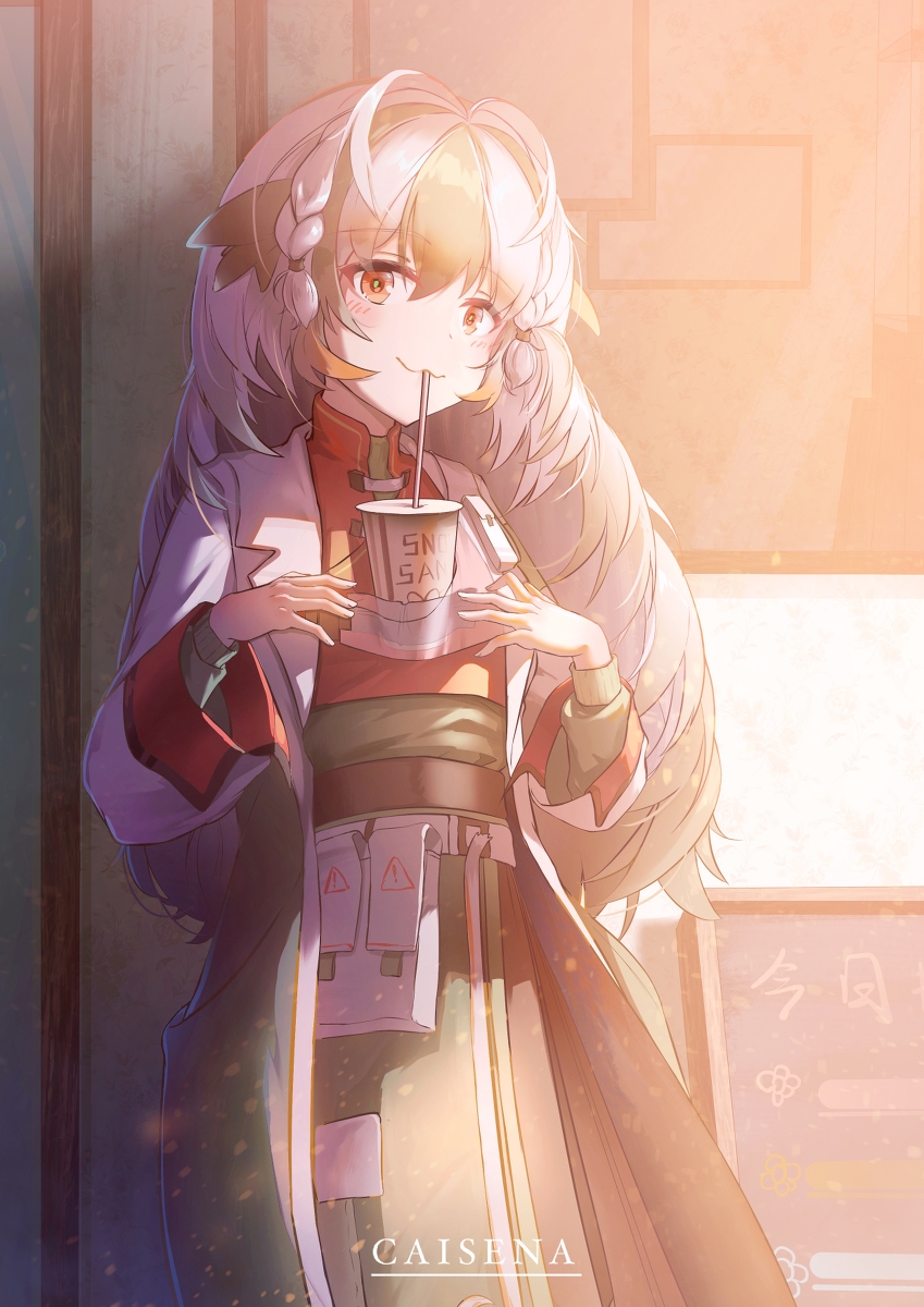 This is a pixiv picture whose title is 当博士请雪雉喝奶茶后雪雉想要回报博士....