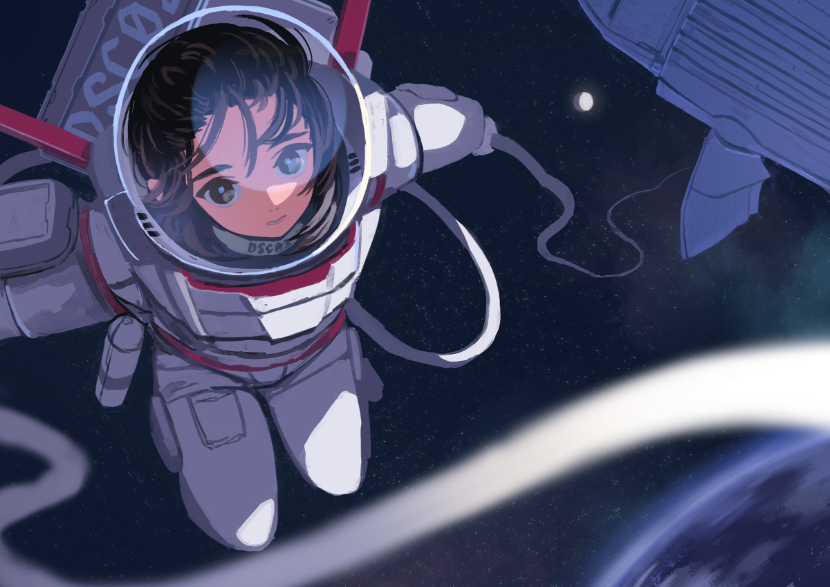 This is a pixiv picture whose title is 宙の彼方から.