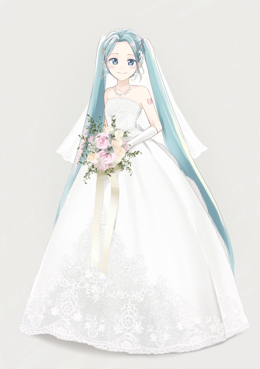 This is a pixiv picture whose title is ウェディングドレスミクさん.