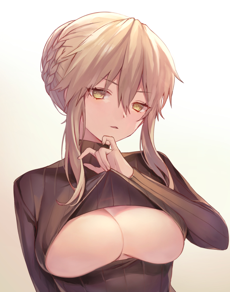 This is a pixiv picture whose title is 【FGO】下乳胸開きタートルネック.