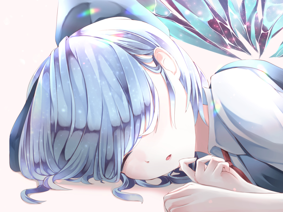 This is a pixiv picture whose title is 寝チルノ.