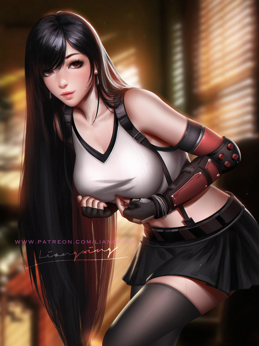 This is a pixiv picture whose title is Tifa and 2b.