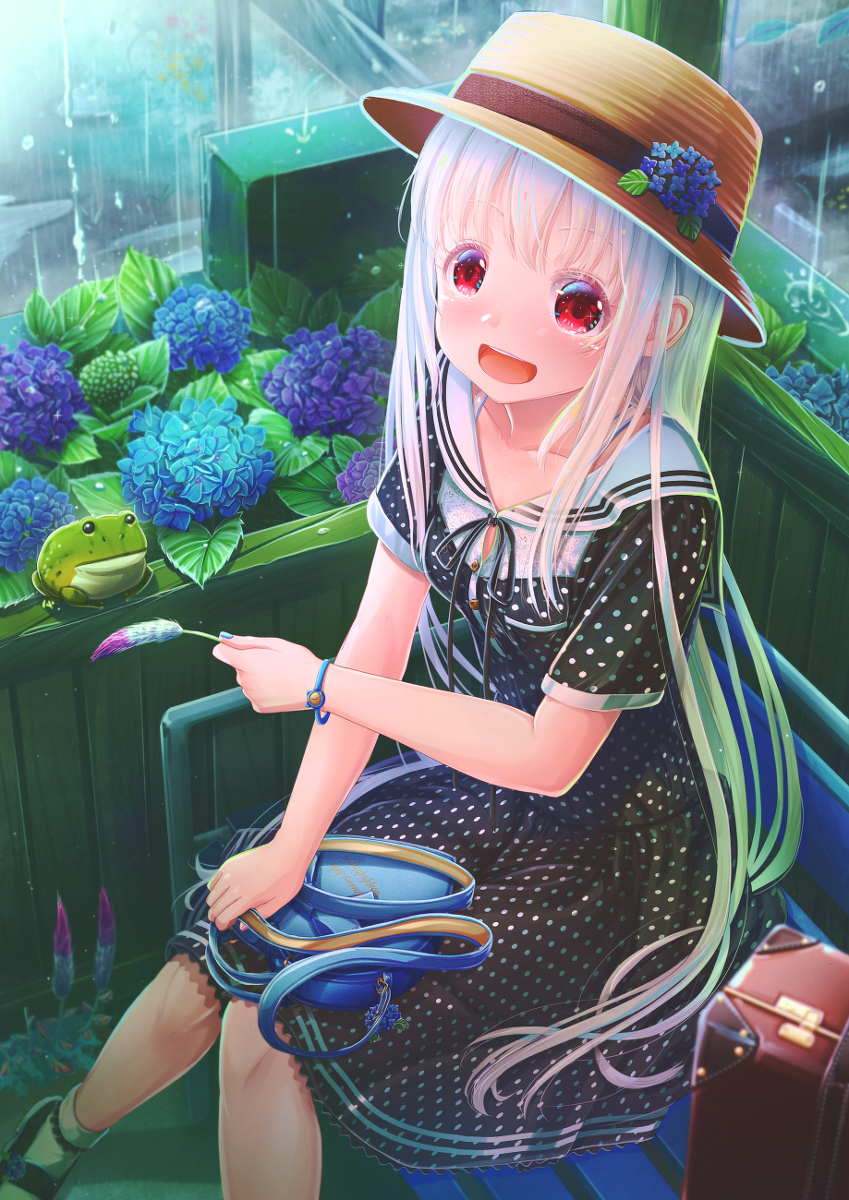This is a pixiv picture whose title is 「雨宿りも楽しいね」.