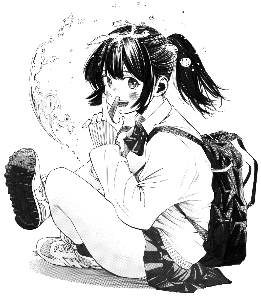 This is a pixiv picture whose title is 水を操るポニーテール女子高生.