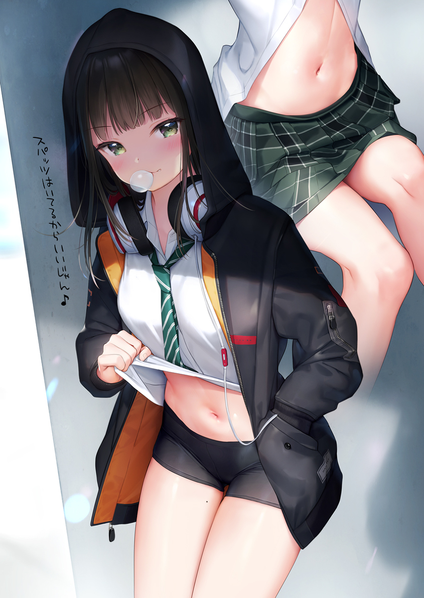 This is a pixiv picture whose title is すぐスカート脱いじゃうパーカーJKちゃん.
