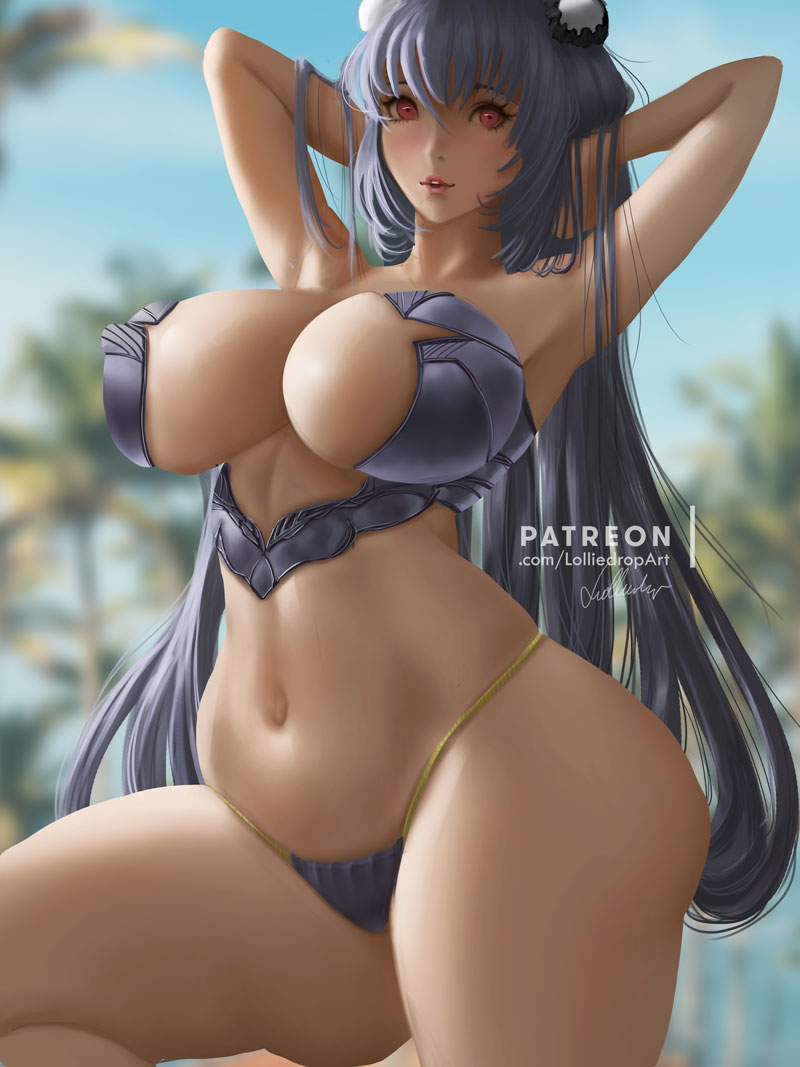 This is a pixiv picture whose title is KOS-MOS Swimsuit.