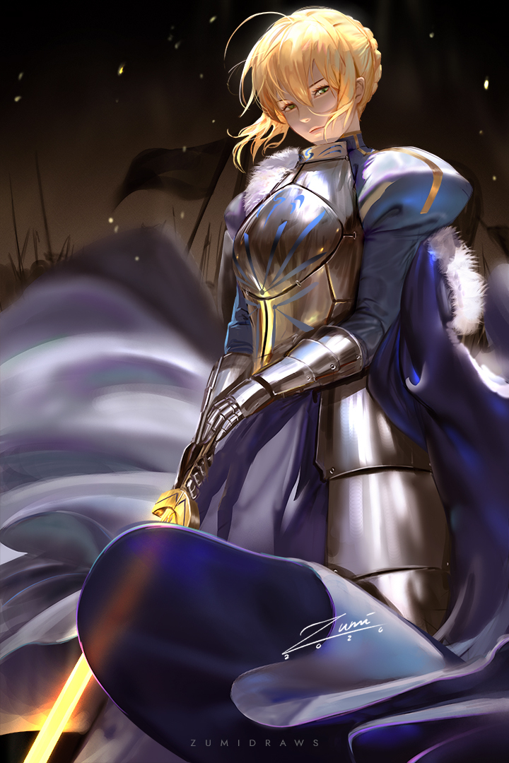 This is a pixiv picture whose title is Saber.