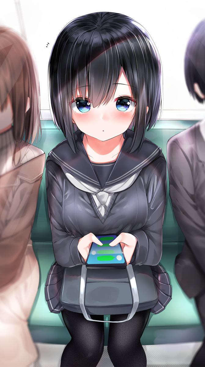 This is a pixiv picture whose title is 電車内で目が合った.