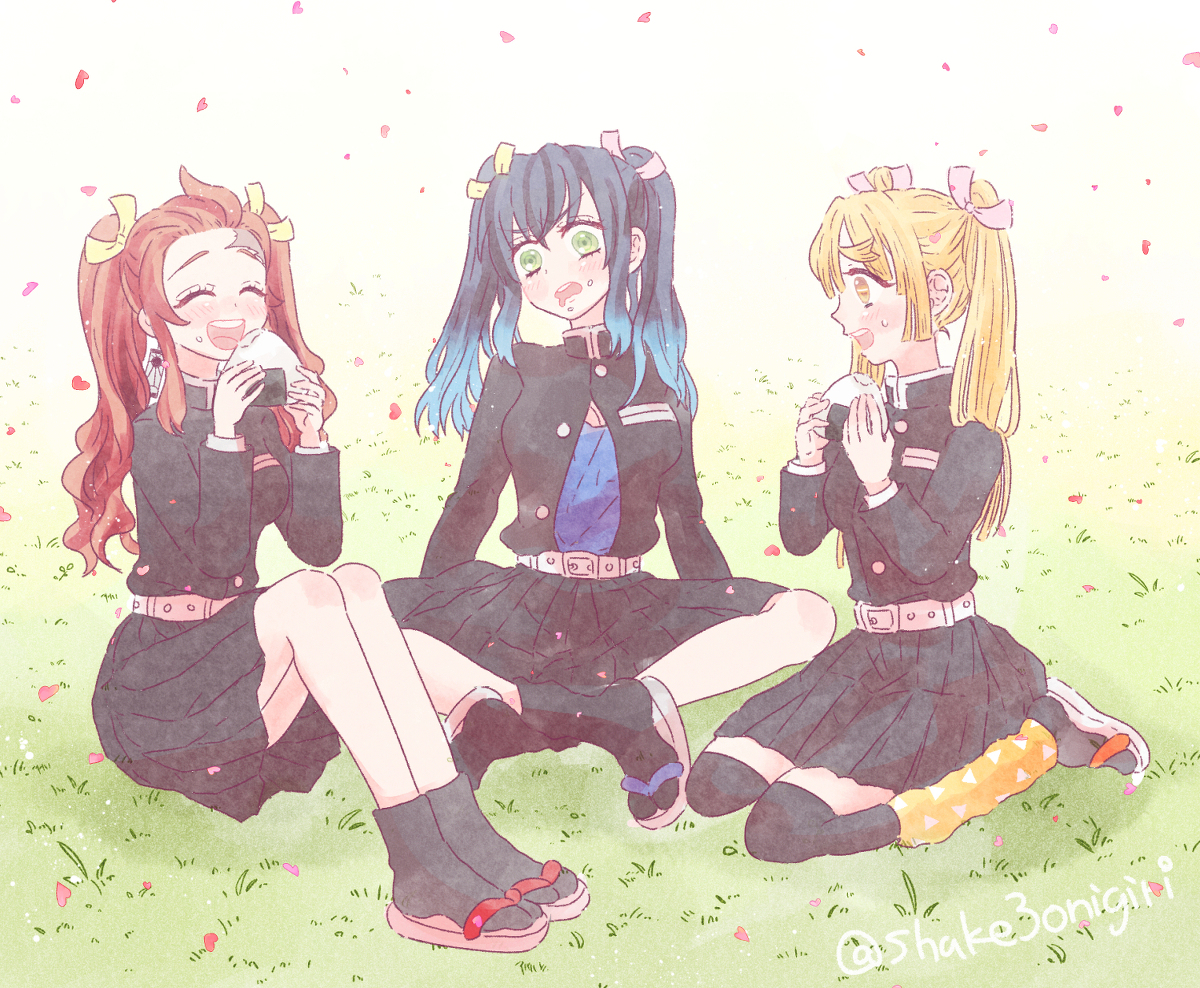 This is a pixiv picture whose title is はらぺこ三人娘 🎴 🐗 ⚡️.