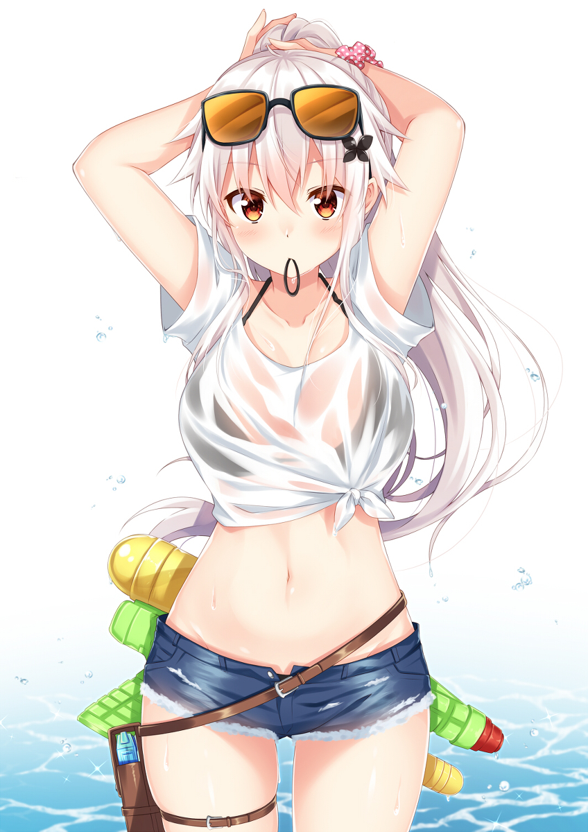 This is a pixiv picture whose title is 水鉄砲バトル.