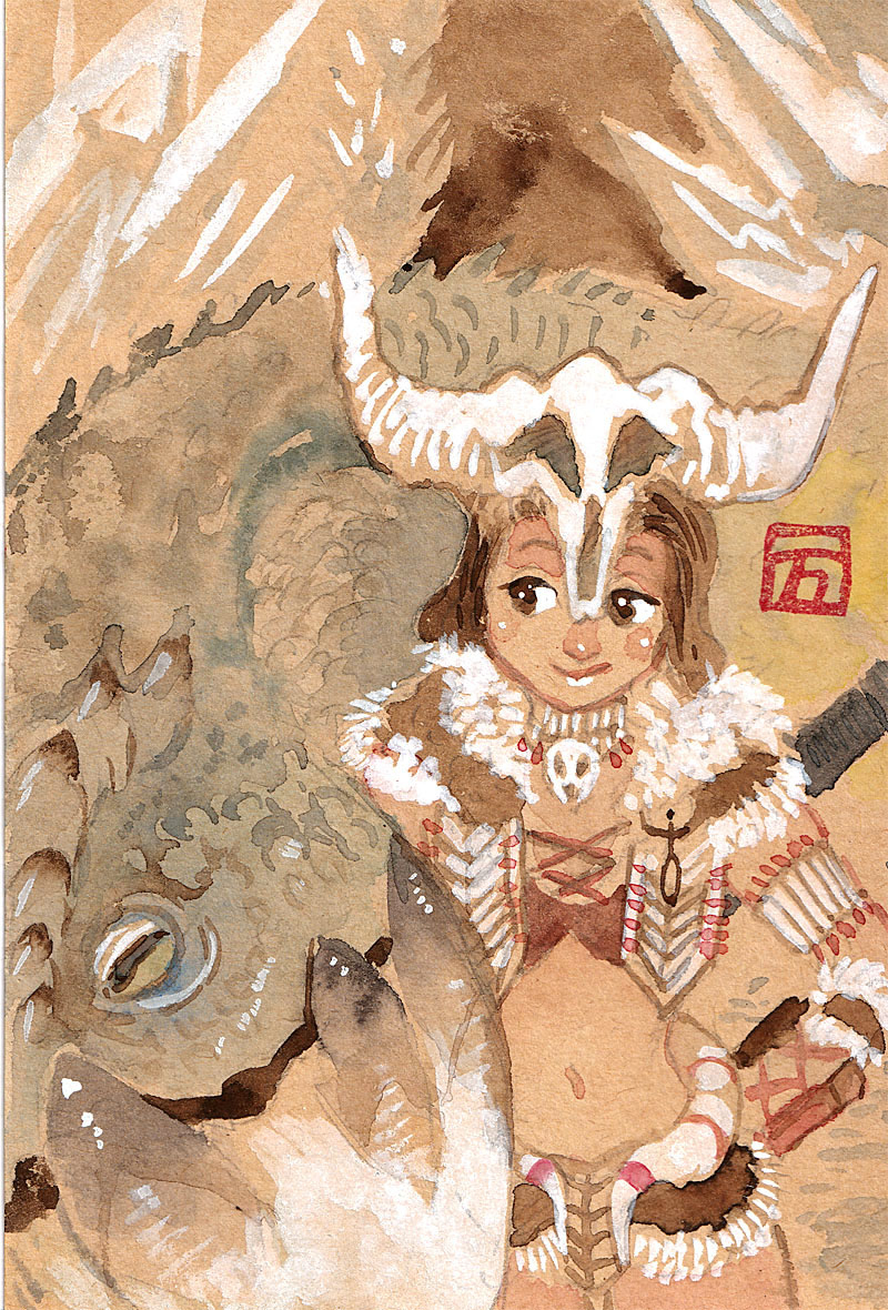 This is a pixiv picture whose title is 【壁紙】スリンガー弾・魚（と、おまけ）.