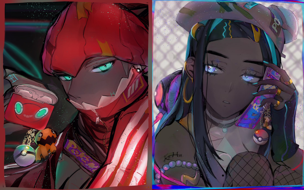 This is a pixiv picture whose title is pokemon キバナ ルリナ.