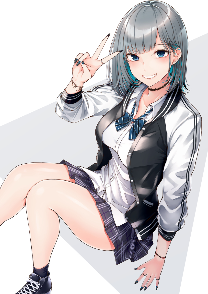 This is a pixiv picture whose title is ギャルっ子JK💙.