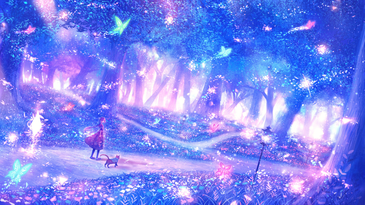 This is a pixiv picture whose title is 輝憶の森.