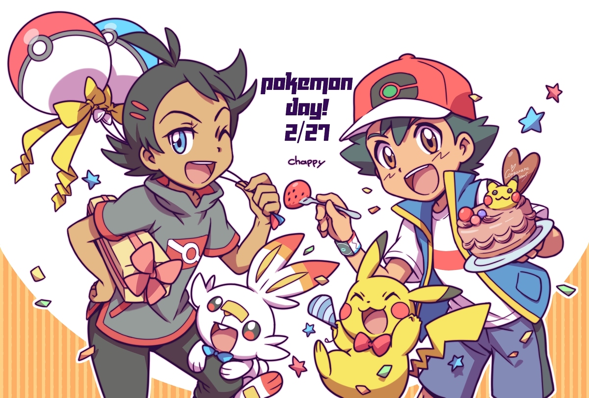 This is a pixiv picture whose title is ポケモンの日 サトシ&ゴウ.