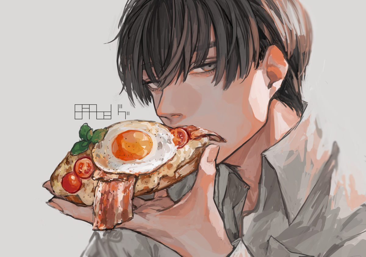 This is a pixiv picture whose title is 朝はパン.