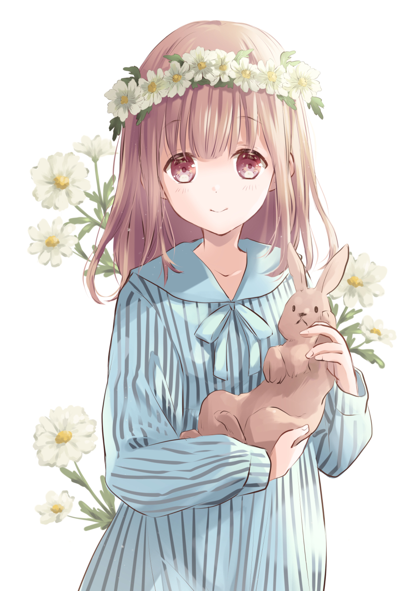 This is a pixiv picture whose title is うさぎと花冠.