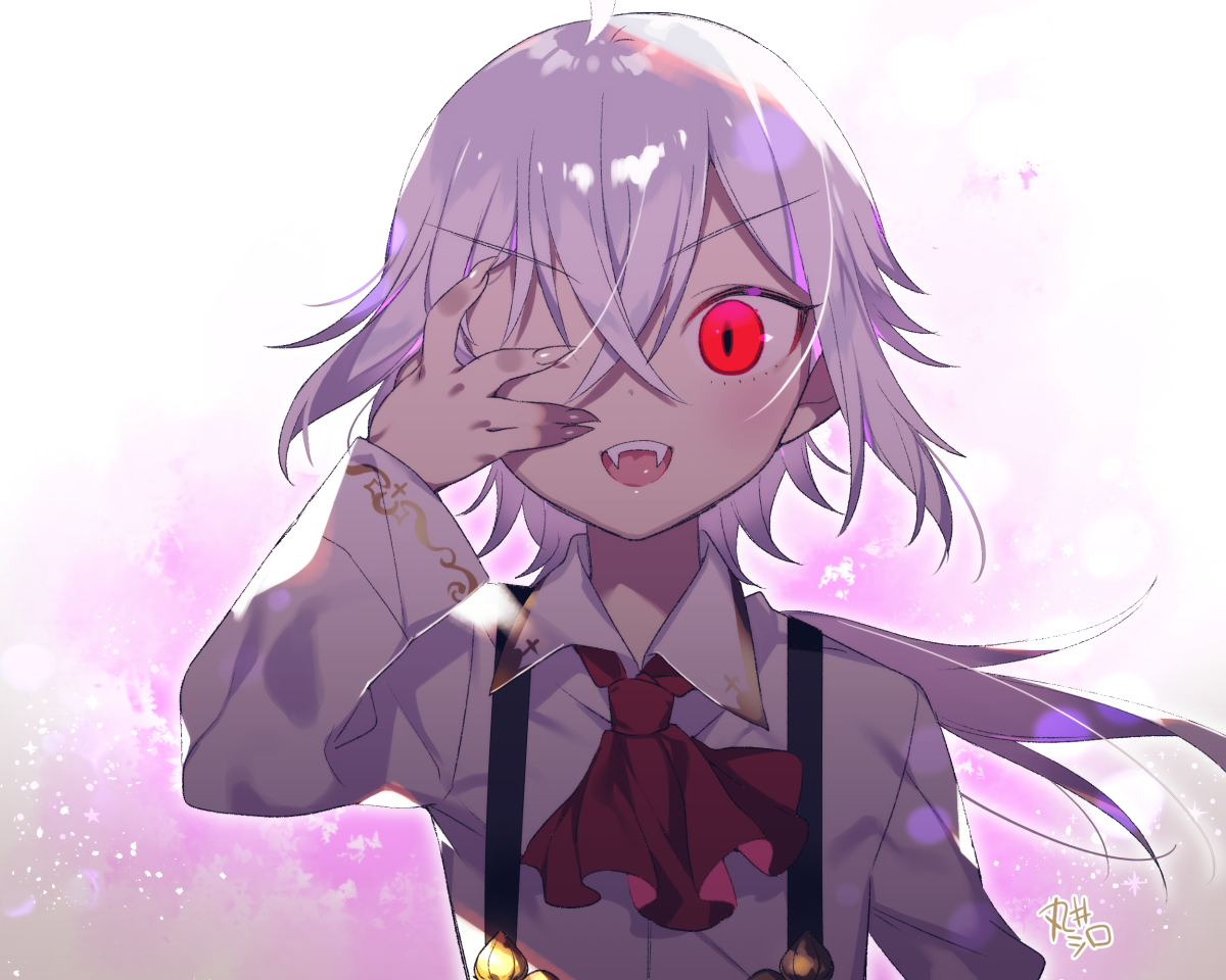 This is a pixiv picture whose title is 白髪赤目ショタ.