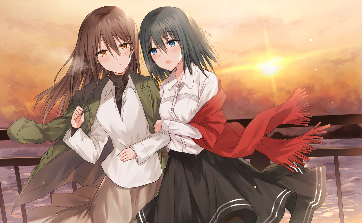 This is a pixiv picture whose title is 夕暮れ.