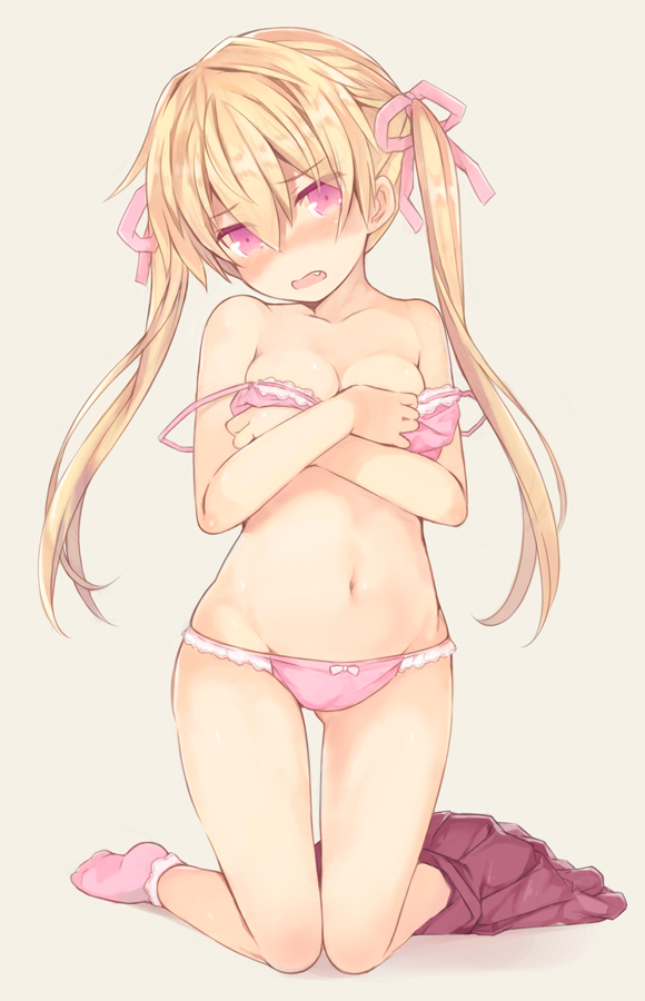 This is a pixiv picture whose title is 金髪ツインテール下着とか.