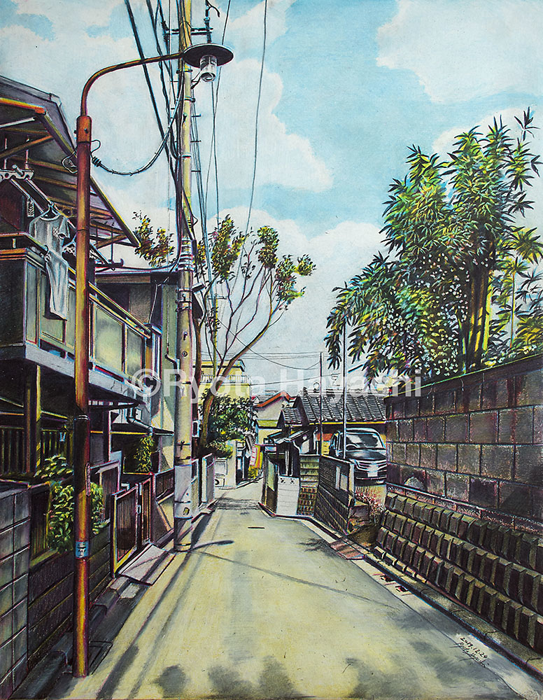 This is a pixiv picture whose title is 古い街灯のある路地 中野区白鷺.