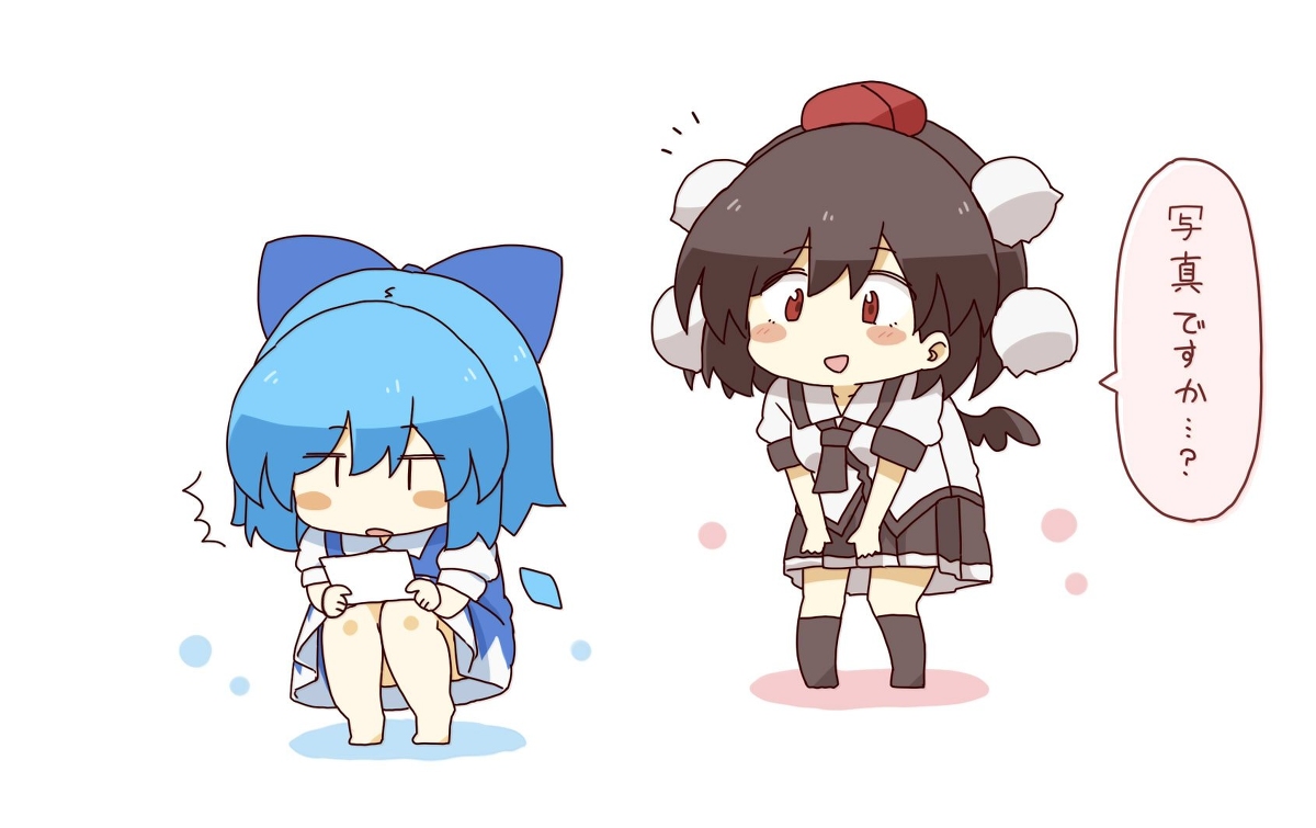 This is a pixiv picture whose title is チルノちゃんを元気付けたい文ちゃん③.