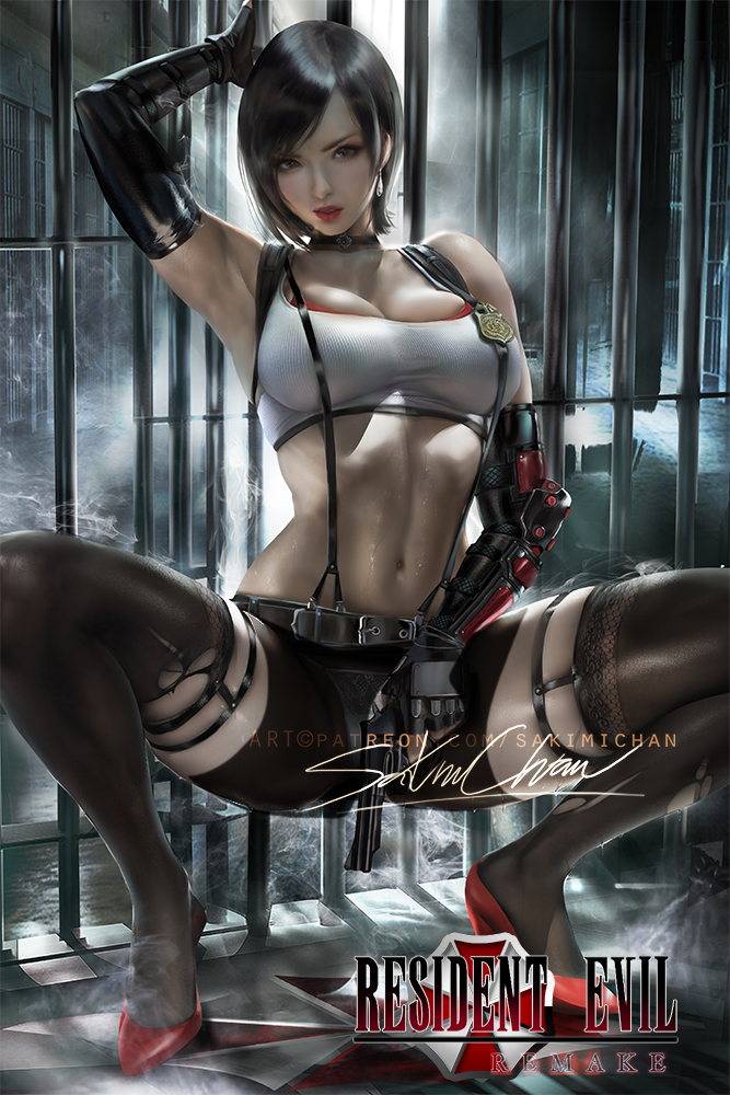 This is a pixiv picture whose title is 艾达穿蒂法服装 Ada Wong .tifa outfit..