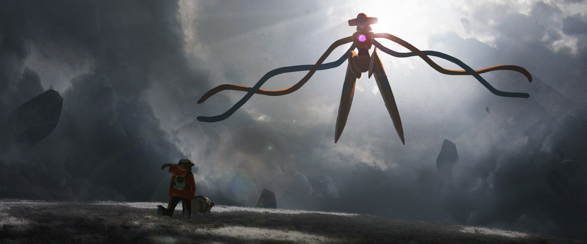 This is a pixiv picture whose title is 裂空の訪問者.