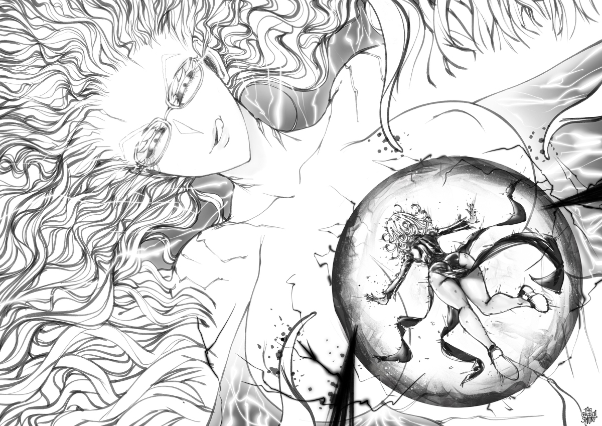 This is a pixiv picture whose title is Tatsumaki vs Goddess Psykos.