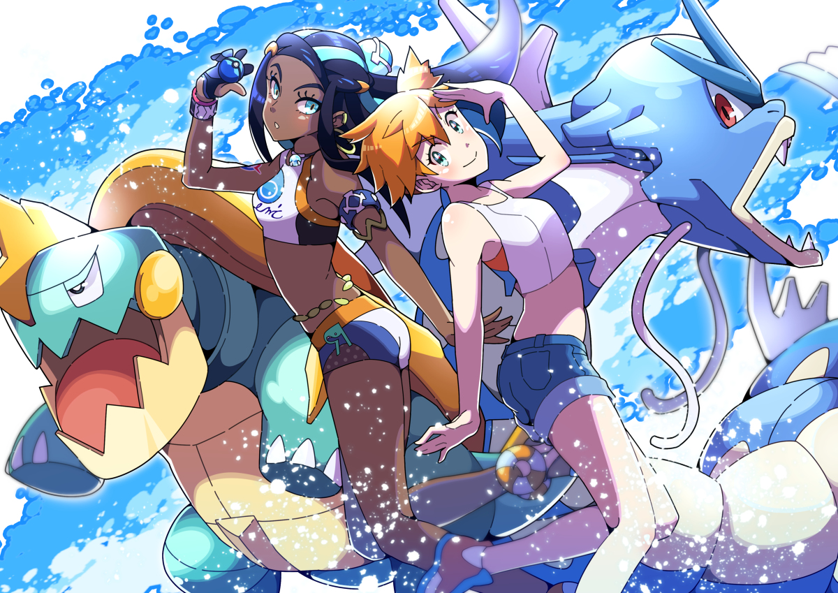 This is a pixiv picture whose title is 【ポケモン剣盾】ルリナ＆カスミ.