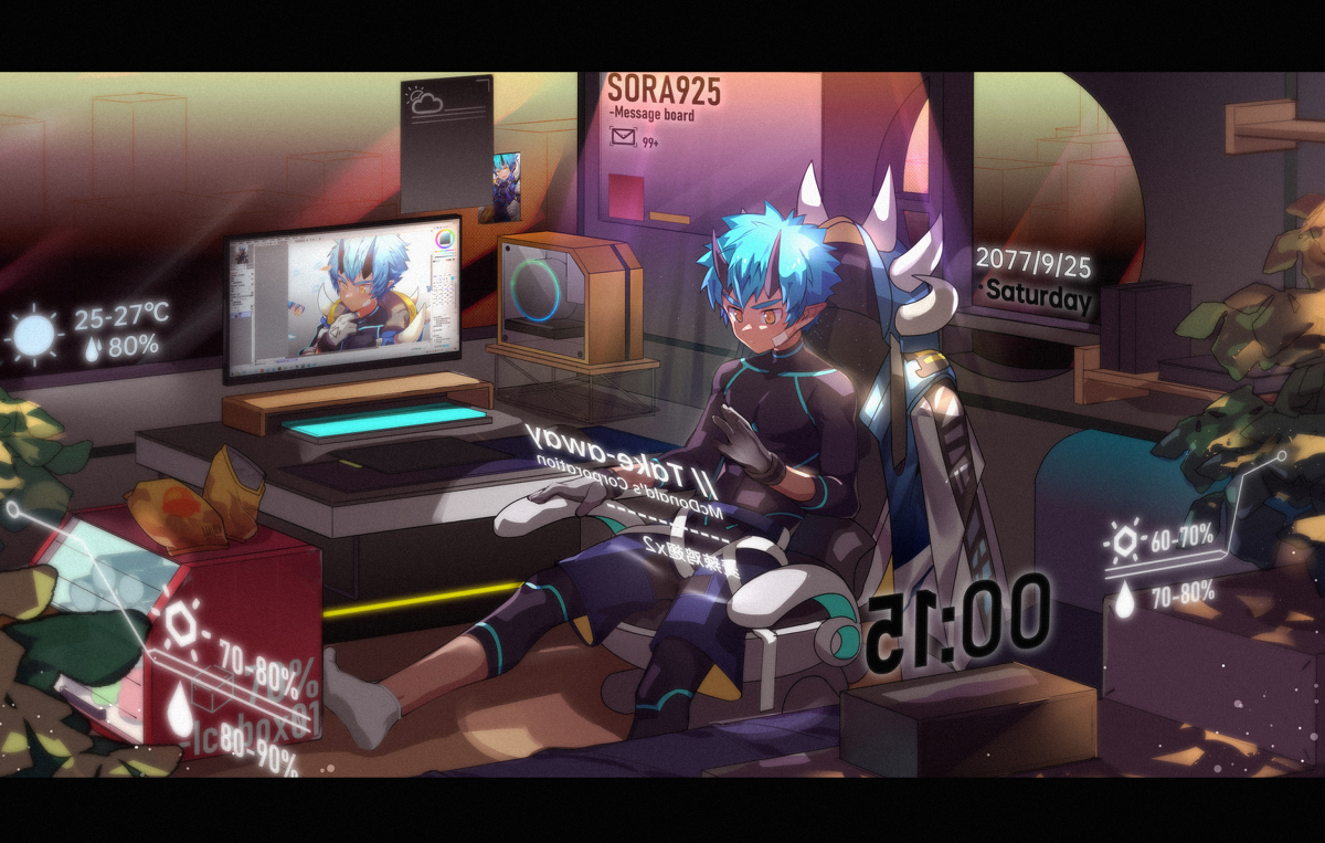 This is a pixiv picture whose title is 2077room.