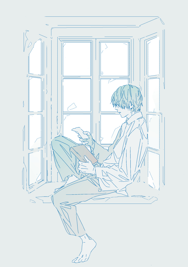 This is a pixiv picture whose title is 窓辺.