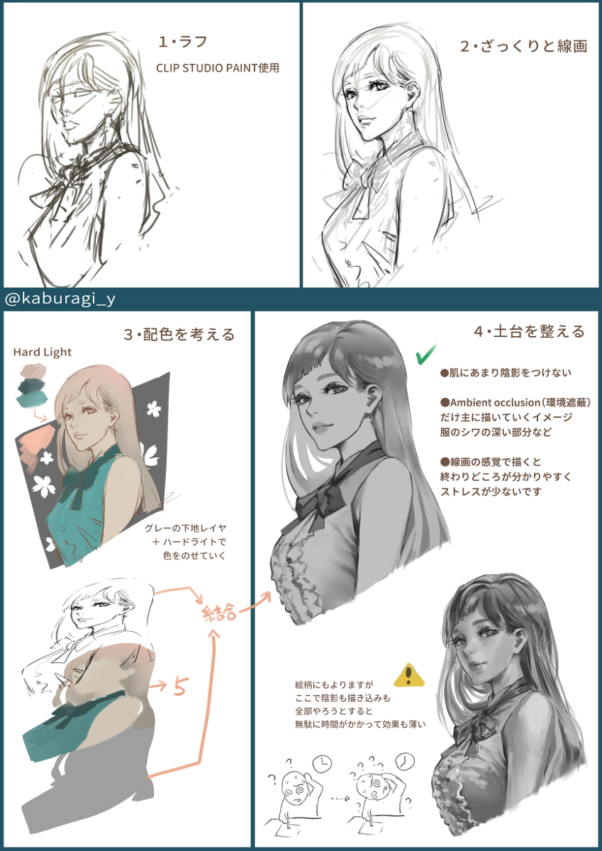 This is a pixiv picture whose title is 半グリザイユのメイキング.