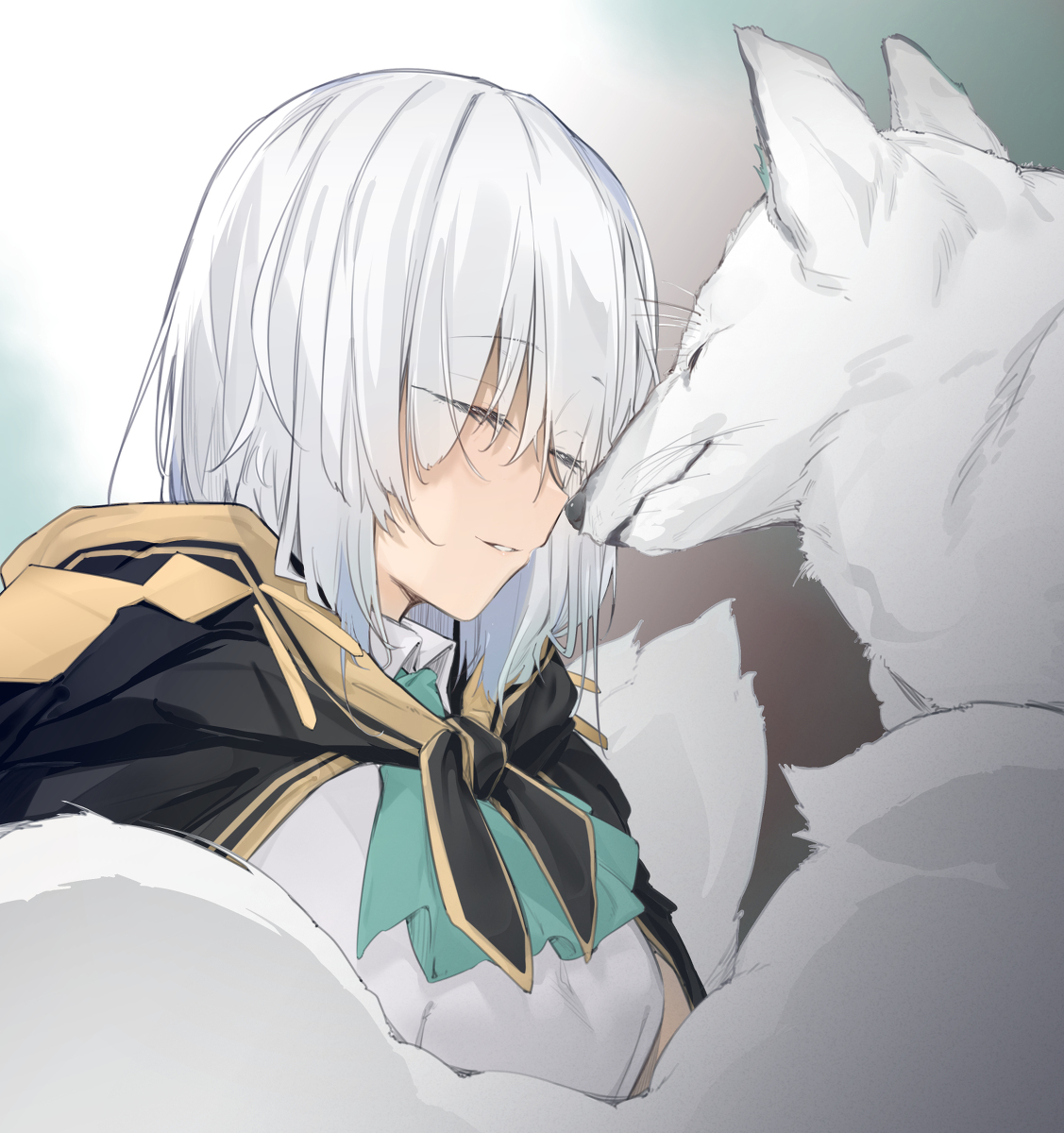 This is a pixiv picture whose title is 魔法使いと狐.