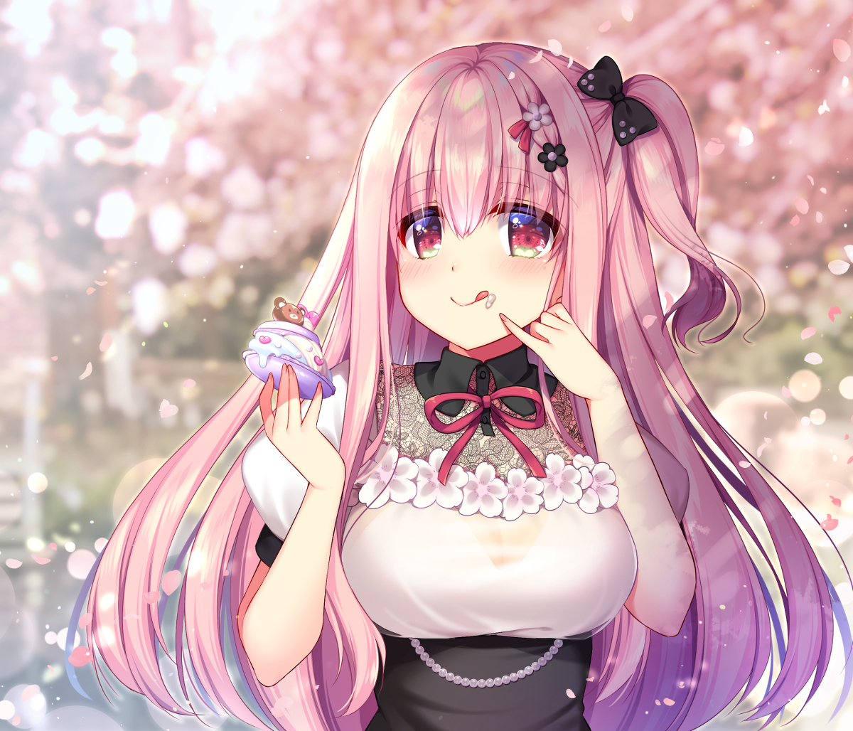 This is a pixiv picture whose title is 幼なじみの彼女と食べ歩きデート中….