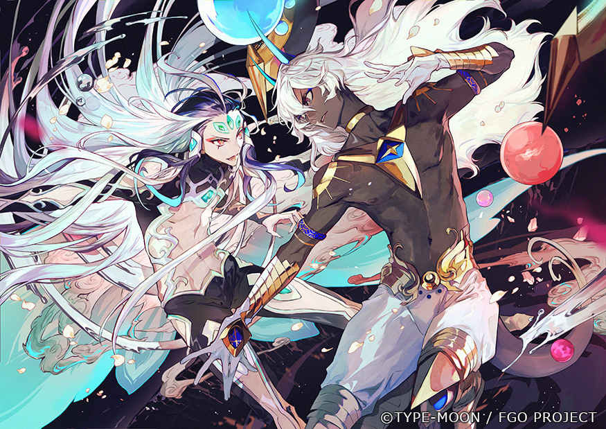 This is a pixiv picture whose title is 始皇帝vsアルジュナ〔オルタ〕.