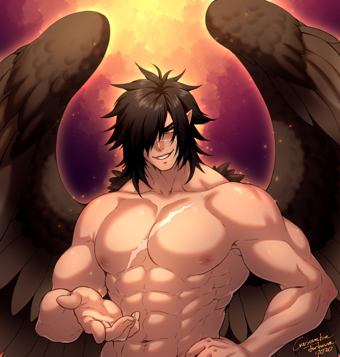 This is a pixiv picture whose title is big buff bird tiddies.