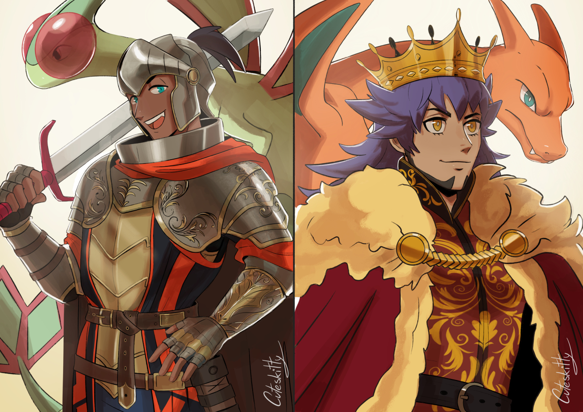 This is a pixiv picture whose title is King and Knight.