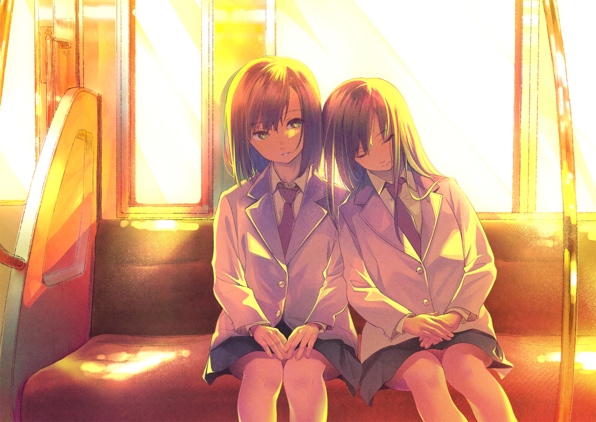 This is a pixiv picture whose title is 夕日.