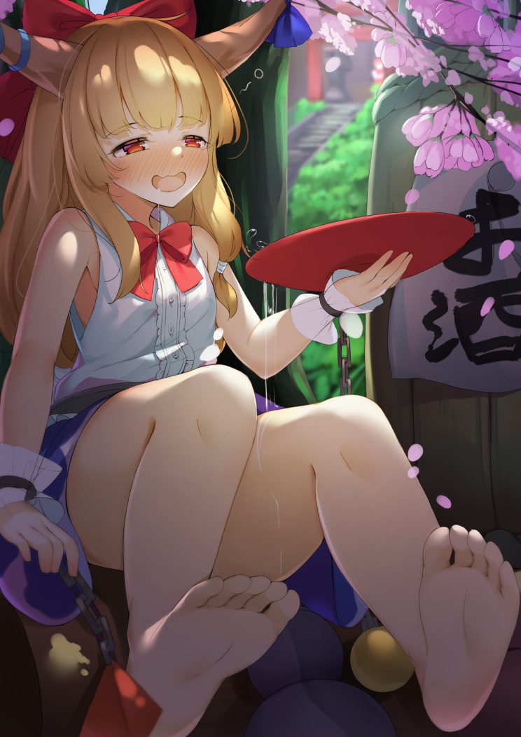 This is a pixiv picture whose title is 花と酒と鬼.