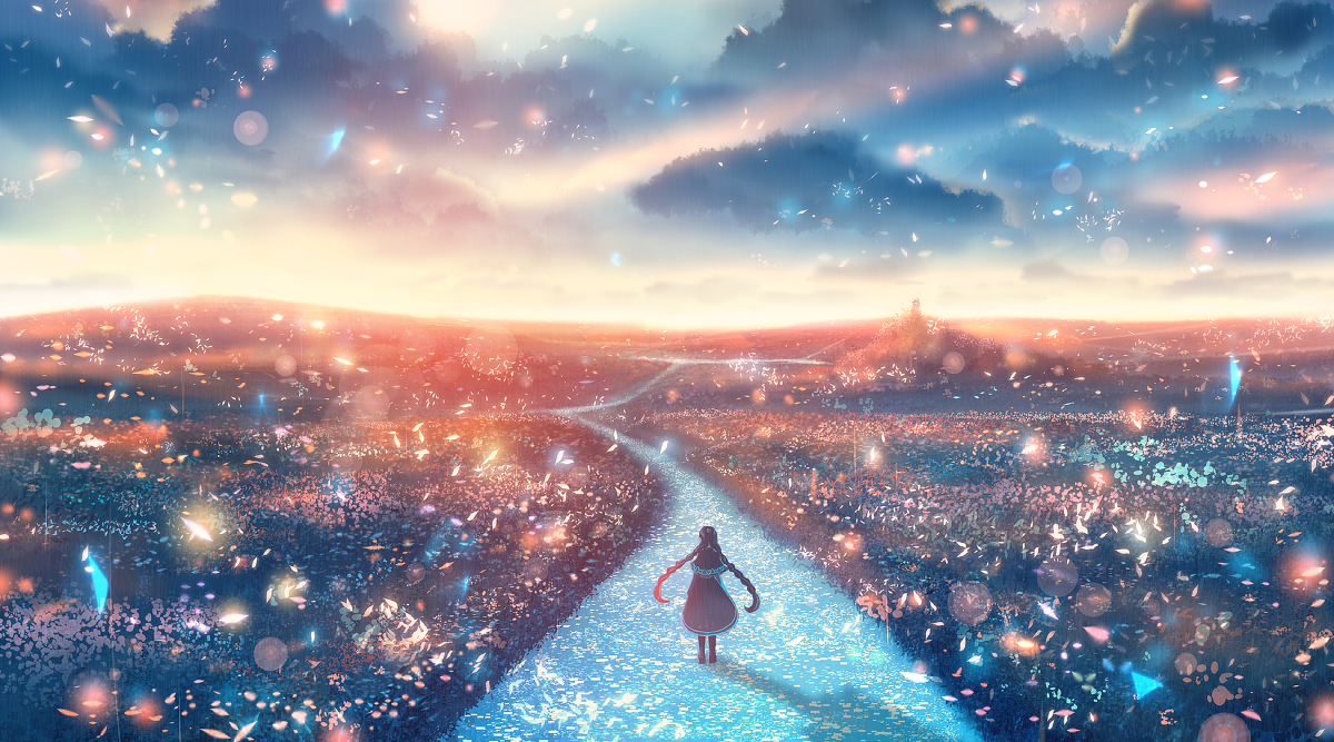 This is a pixiv picture whose title is 道の先へ.
