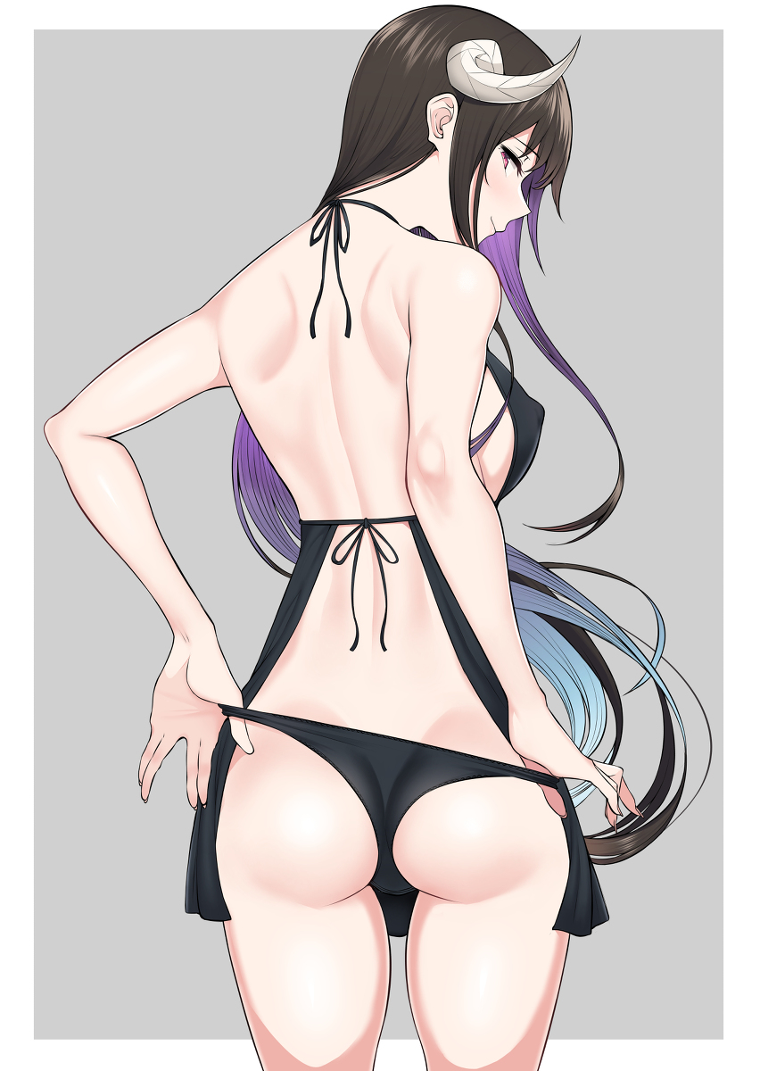This is a pixiv picture whose title is ベビードールを着て、準備万端のバイコーンお姉さん.