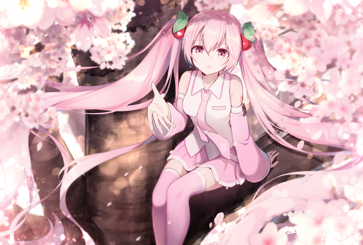 This is a pixiv picture whose title is 桜ミク🌸.