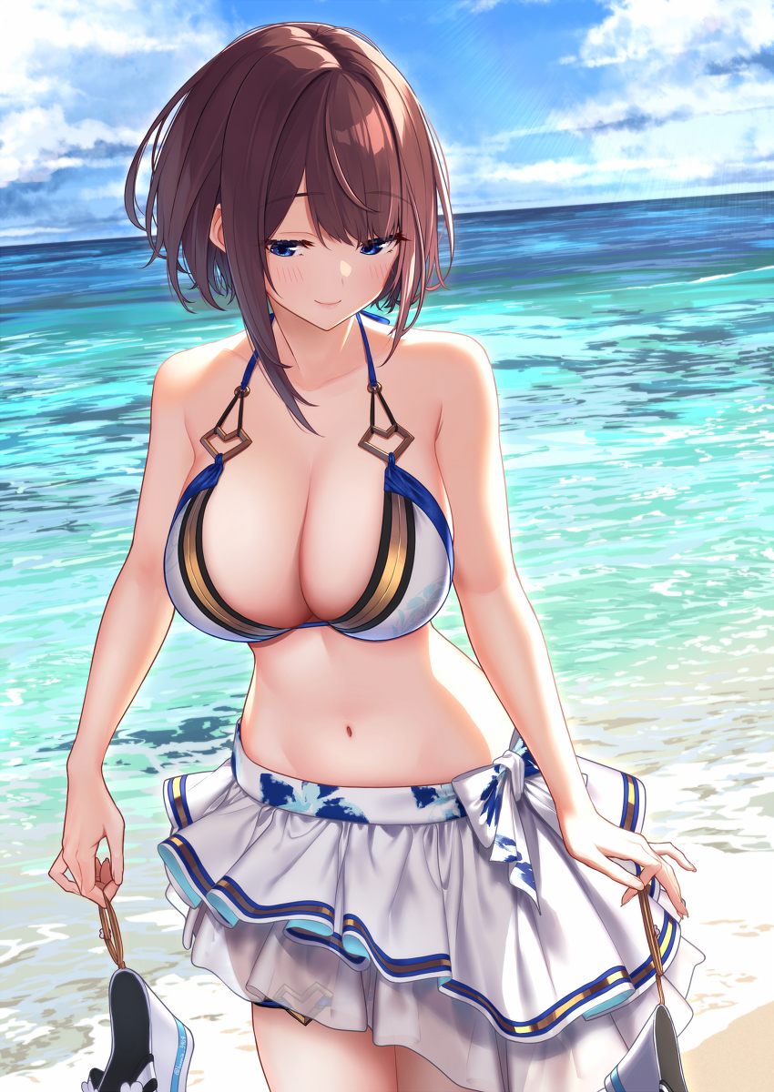 This is a pixiv picture whose title is 浜辺お散歩の一夜ちゃん.