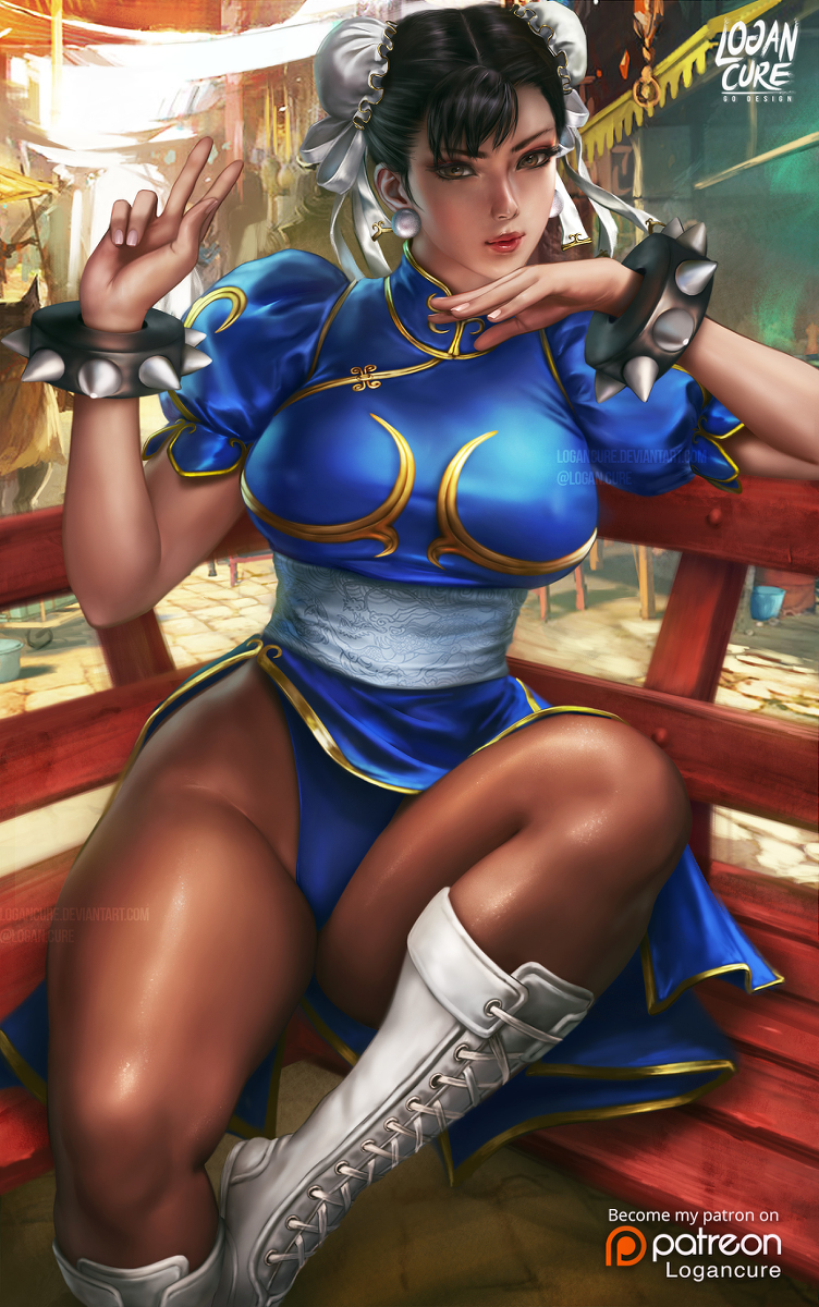 This is a pixiv picture whose title is Chun-Li 春麗.