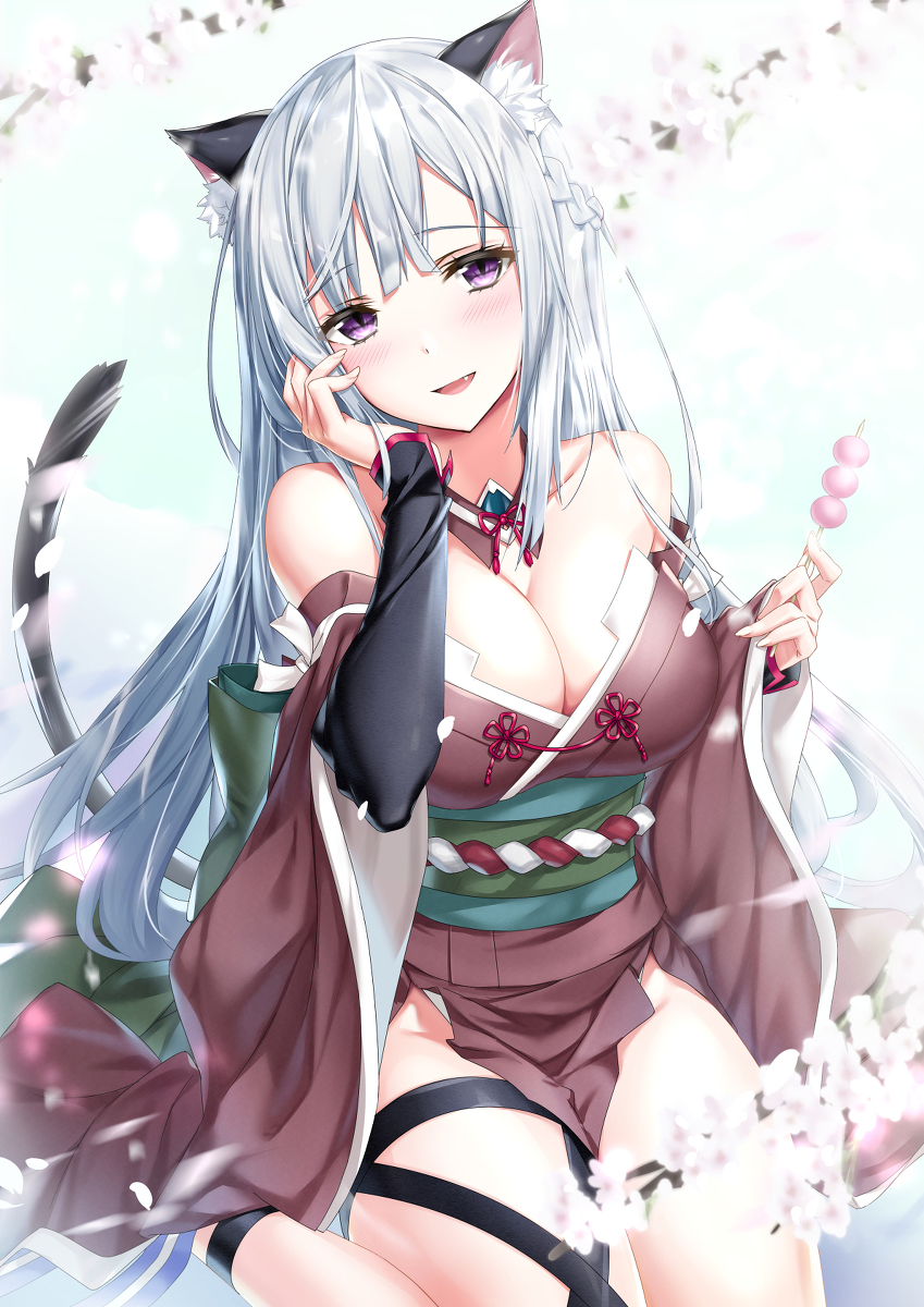 This is a pixiv picture whose title is 桜　ねこさん.